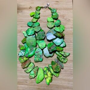 Lucas Lameth Bold Green Impression Jasper Stone Necklace.